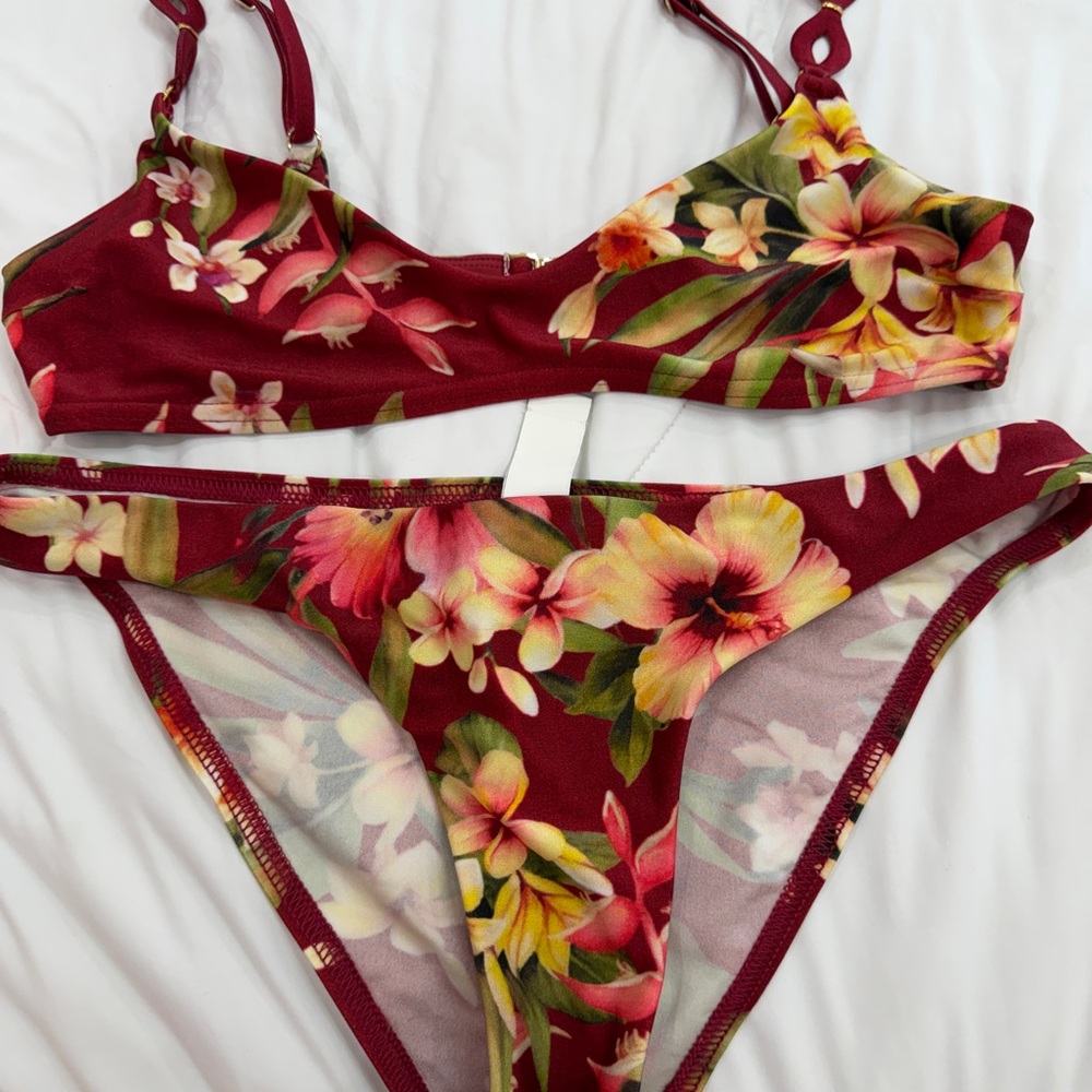 Zimmermann Floral Bikini in Red and Yellow